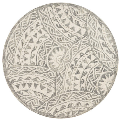 Dazzle Wool Area Rug Indoor in Gray/Ivory, 6' Round