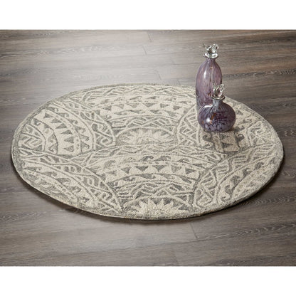 Dazzle Wool Area Rug Indoor in Gray/Ivory, 6' Round