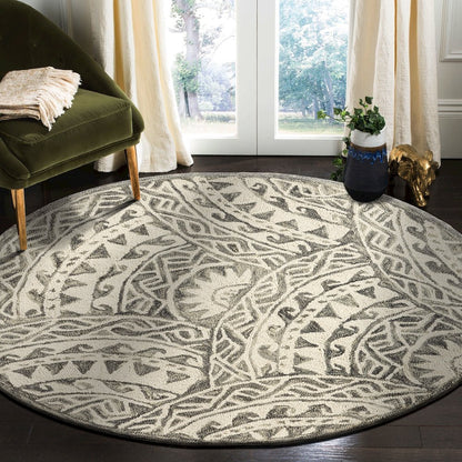 Dazzle Wool Area Rug Indoor in Gray/Ivory, 6' Round