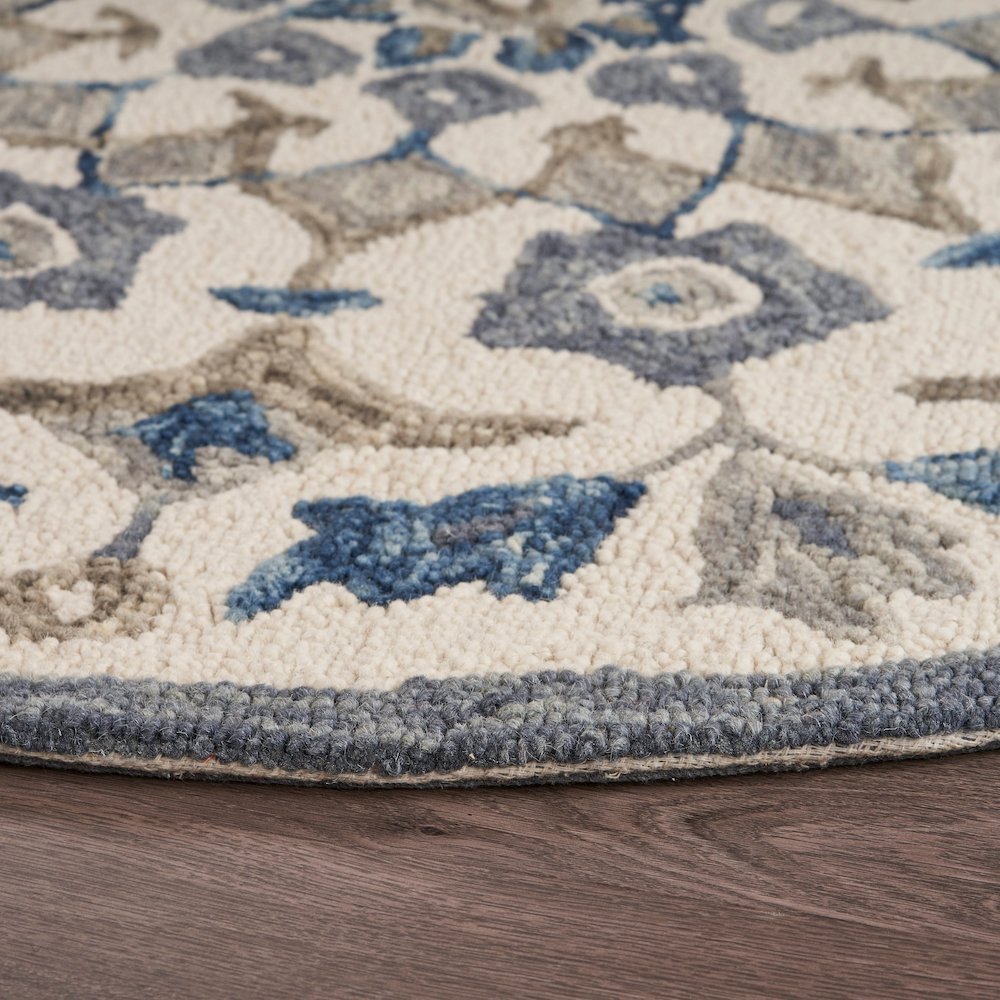 Dazzle Wool Area Rug Indoor in Blue/Ivory, 6' Round