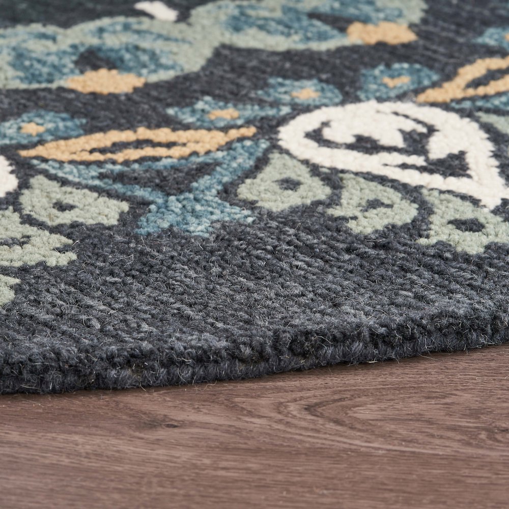 Dazzle Wool Area Rug Indoor in Black/Multicolored, 6' Round