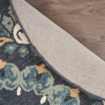 Dazzle Wool Area Rug Indoor in Black/Multicolored, 6' Round