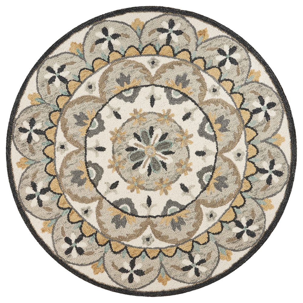 Dazzle Wool Area Rug Indoor in Brown/Cream, 6' Round