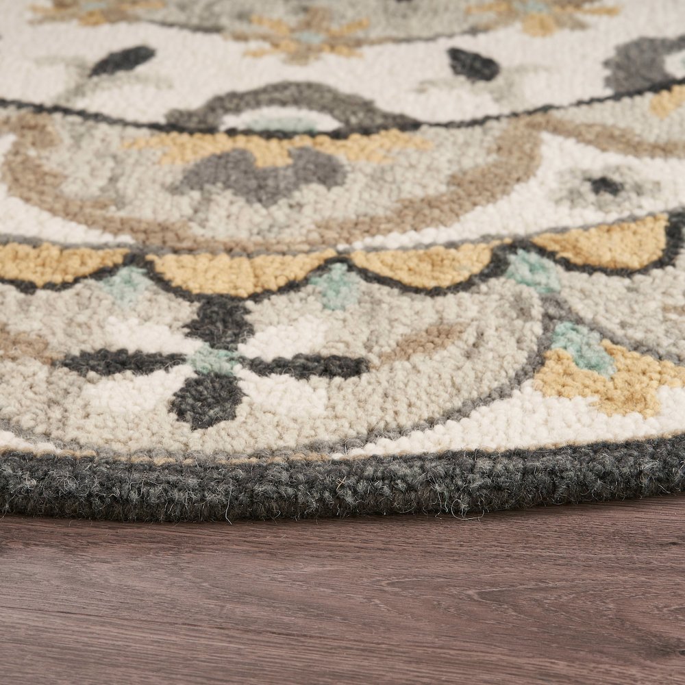 Dazzle Wool Area Rug Indoor in Brown/Cream, 6' Round