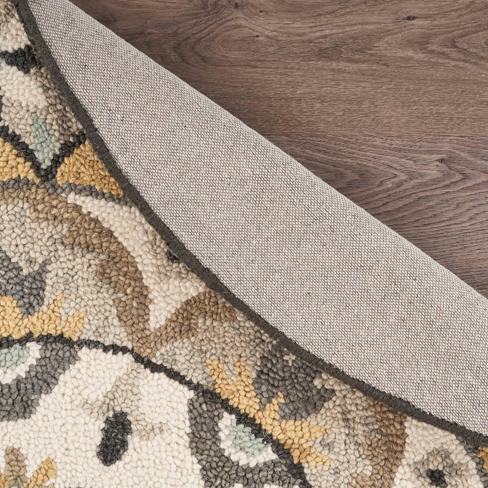 Dazzle Wool Area Rug Indoor in Brown/Cream, 6' Round