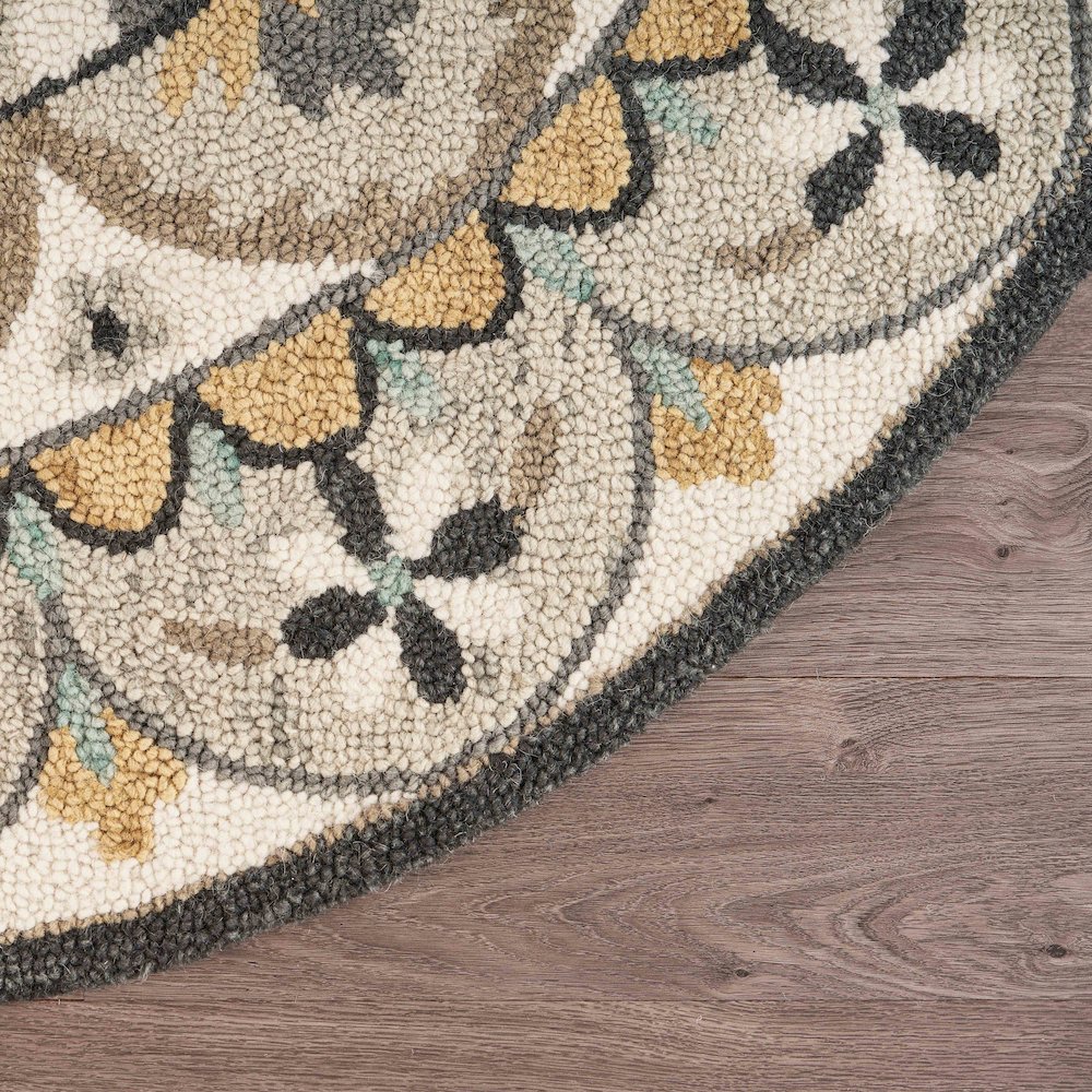 Dazzle Wool Area Rug Indoor in Brown/Cream, 6' Round