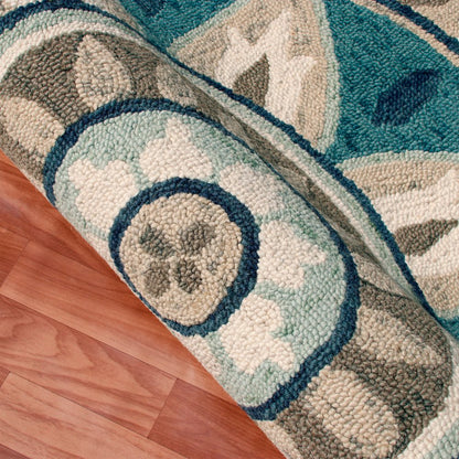 Dazzle Wool Area Rug Indoor in Blue/Gray, 6' Round