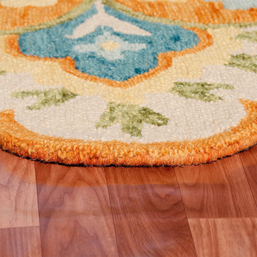 Dazzle Wool Area Rug Indoor in Orange/Blue, 6' Round