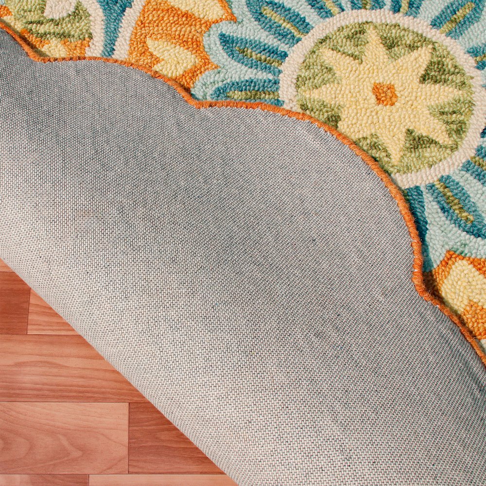 Dazzle Wool Area Rug Indoor in Orange/Blue, 6' Round