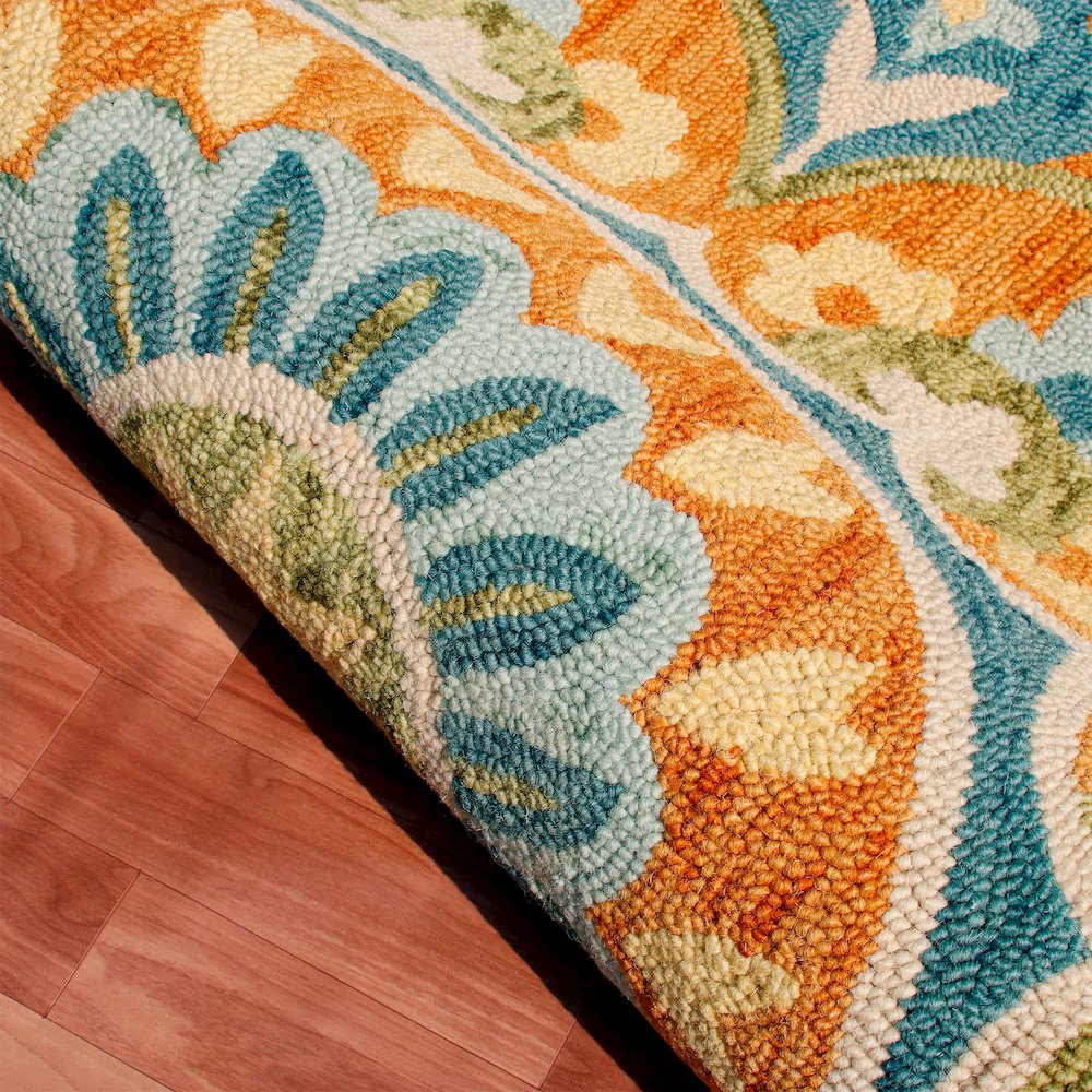Dazzle Wool Area Rug Indoor in Orange/Blue, 6' Round