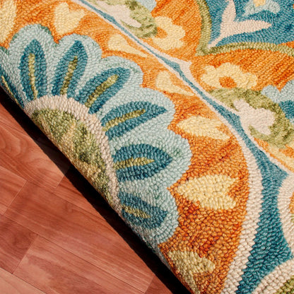 Dazzle Wool Area Rug Indoor in Orange/Blue, 6' Round