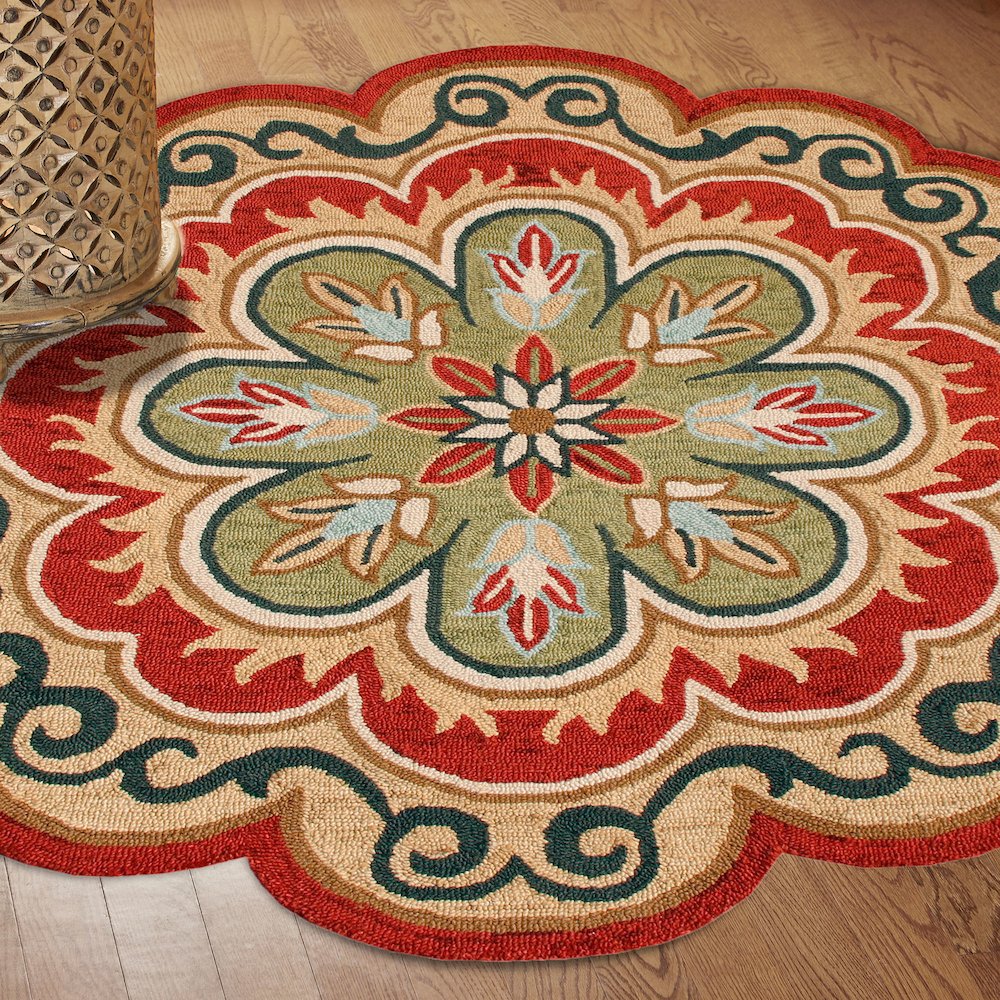 Dazzle Wool Area Rug Indoor in Orange/Gold, 6' Round