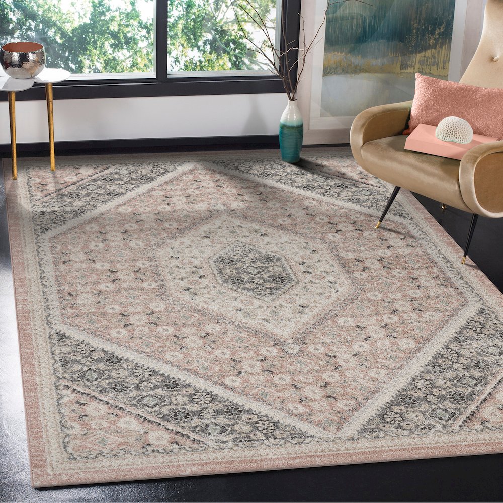 Dune Durable Performance Area Rug Indoor in Pink/Cream, 5'2" x 7'2"