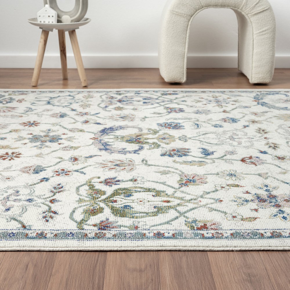Gala Durable Performance Area Rug Indoor in Ivory/Blue, 4' x 6'