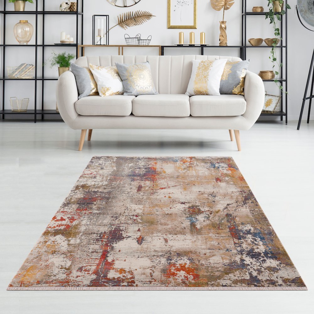 Holi Durable Performance Area Rug Indoor in Gray/Ivory, 5' x 8'