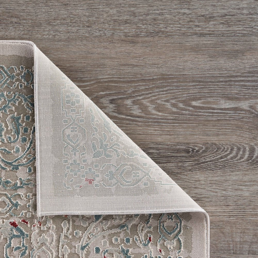 Imagine Durable Performance Area Rug Indoor in Gray/Red, 5'3" x 7'6"