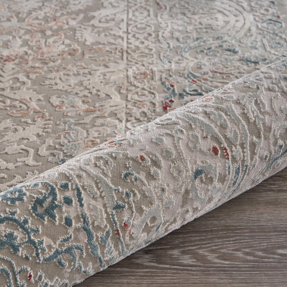 Imagine Durable Performance Area Rug Indoor in Gray/Red, 5'3" x 7'6"