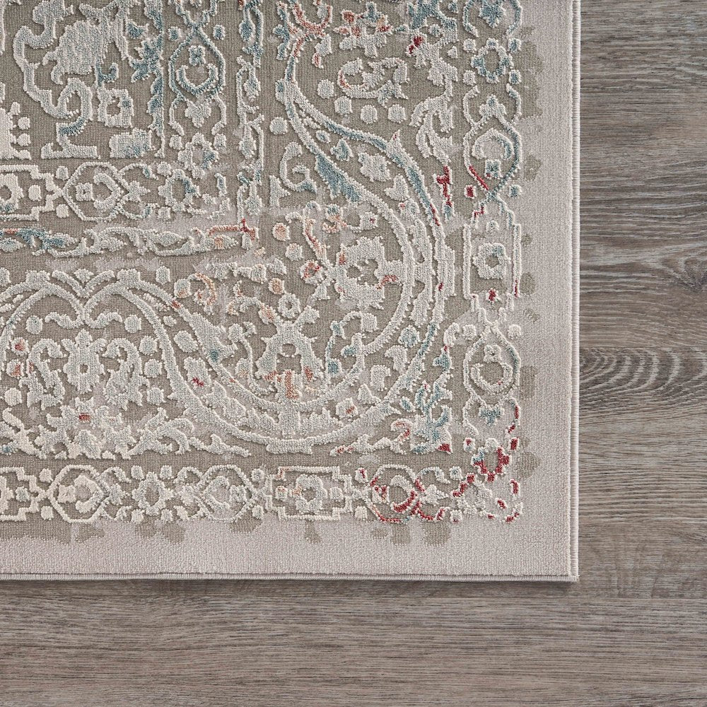 Imagine Durable Performance Area Rug Indoor in Gray/Red, 5'3" x 7'6"