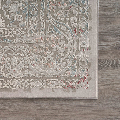Imagine Durable Performance Area Rug Indoor in Gray/Red, 5'3" x 7'6"