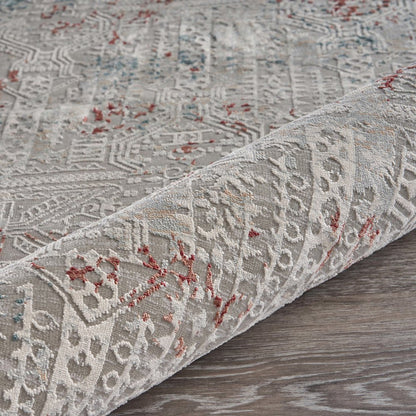 Imagine Durable Performance Area Rug Indoor in Blue/Cream, 2'2" x 7'7"
