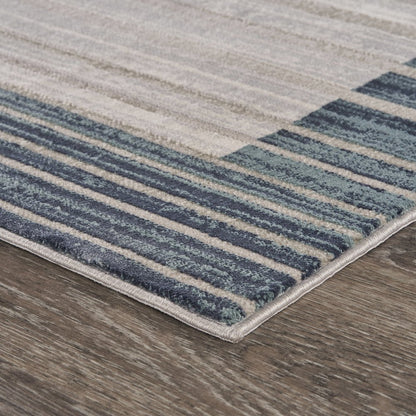Imagine Durable Performance Area Rug Indoor in Cream/Blue, 2'2" x 7'7"