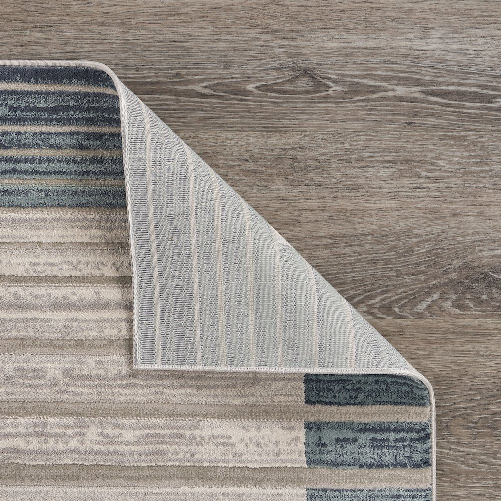 Imagine Durable Performance Area Rug Indoor in Cream/Blue, 2'2" x 7'7"
