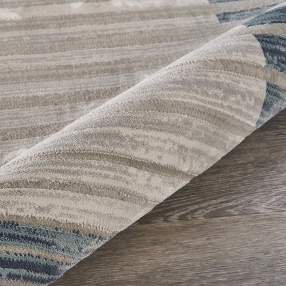 Imagine Durable Performance Area Rug Indoor in Cream/Blue, 2'2" x 7'7"