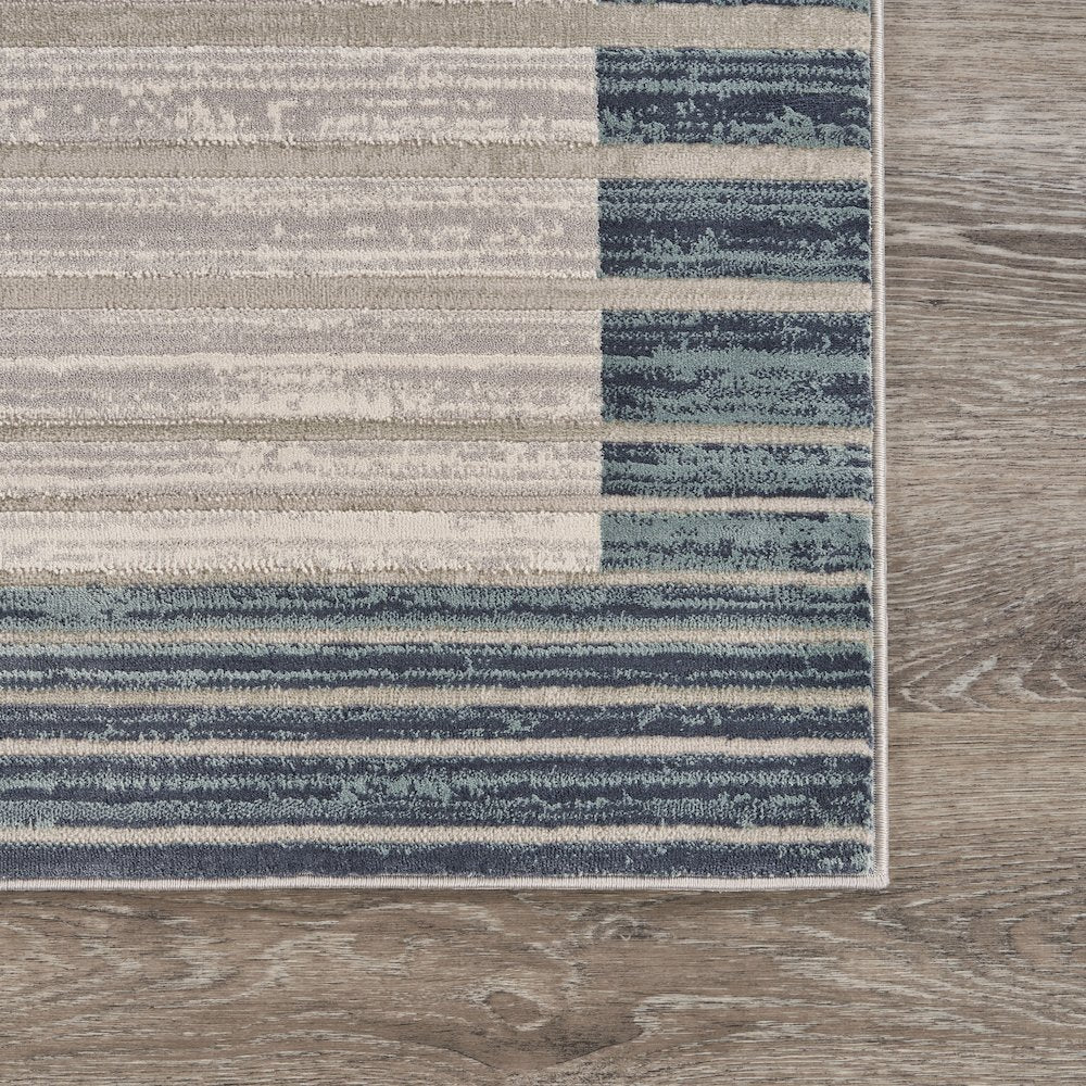 Imagine Durable Performance Area Rug Indoor in Cream/Blue, 2'2" x 7'7"