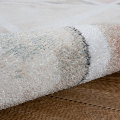 Kismet Durable Performance Area Rug Indoor in Ivory/Pink, 7'9" x 9'6"