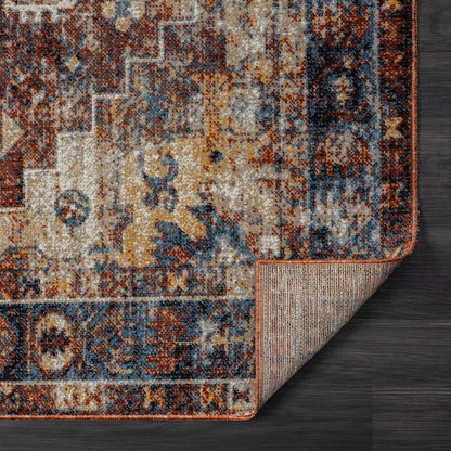 Lanham Durable Performance Area Rug Indoor in Blue/Orange, 7'9" x 9'9"