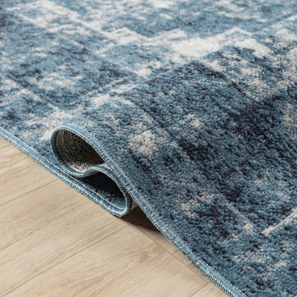 Lanham Durable Performance Area Rug Indoor in Blue/Ivory, 2' x 8'