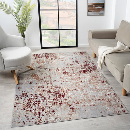 Lanham Durable Performance Area Rug Indoor in Red/Gray, 5' x 7'