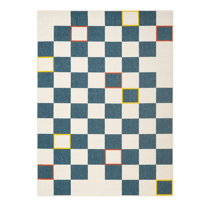 Mapa Durable Performance Area Rug Outdoor in Blue/White, 5' x 7'