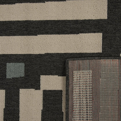 Mapa Durable Performance Area Rug Outdoor in Black/Ivory, 5' x 7'