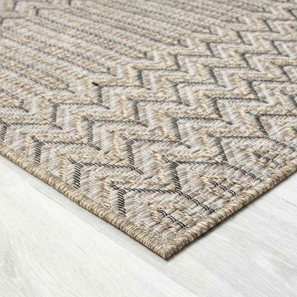 Oslo Modern Chevron Brown Indoor Outdoor Area Rug