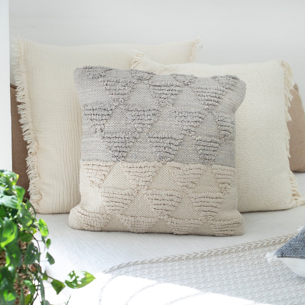 Contemporary Geometric Textured Triangle Throw Pillow