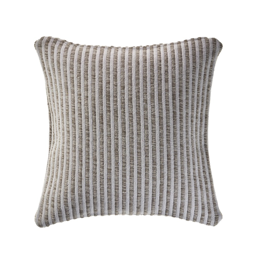Beige and Cream Striped Throw Pillow