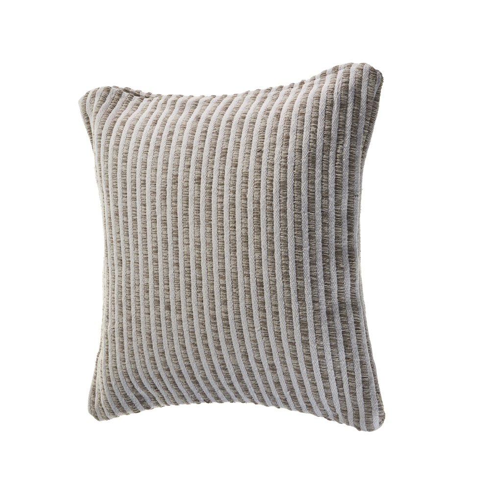 Beige and Cream Striped Throw Pillow