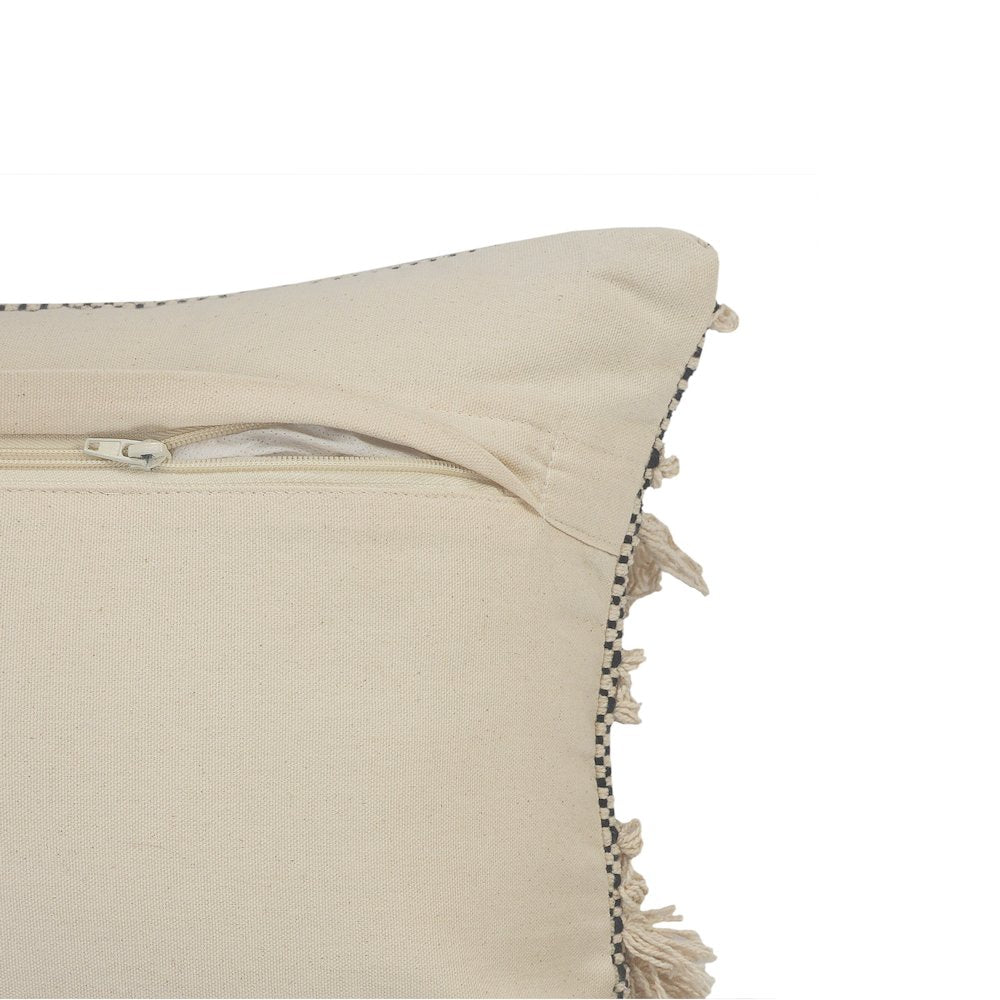 Gray Over-Tufted Farmhouse Throw Pillow