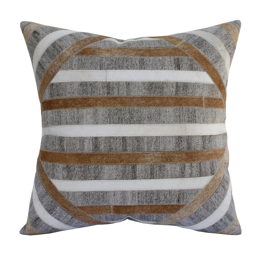 Textured Faux Leather Natural Throw Pillow