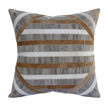 Textured Faux Leather Natural Throw Pillow