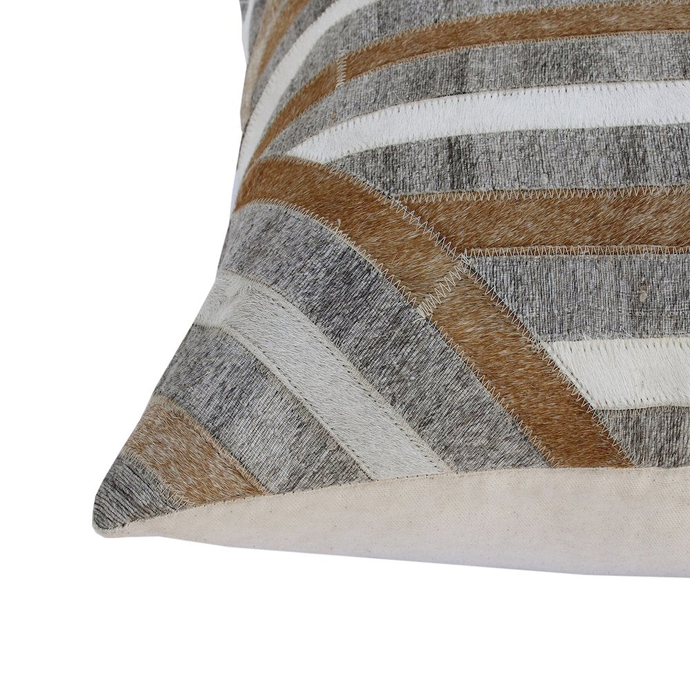 Textured Faux Leather Natural Throw Pillow