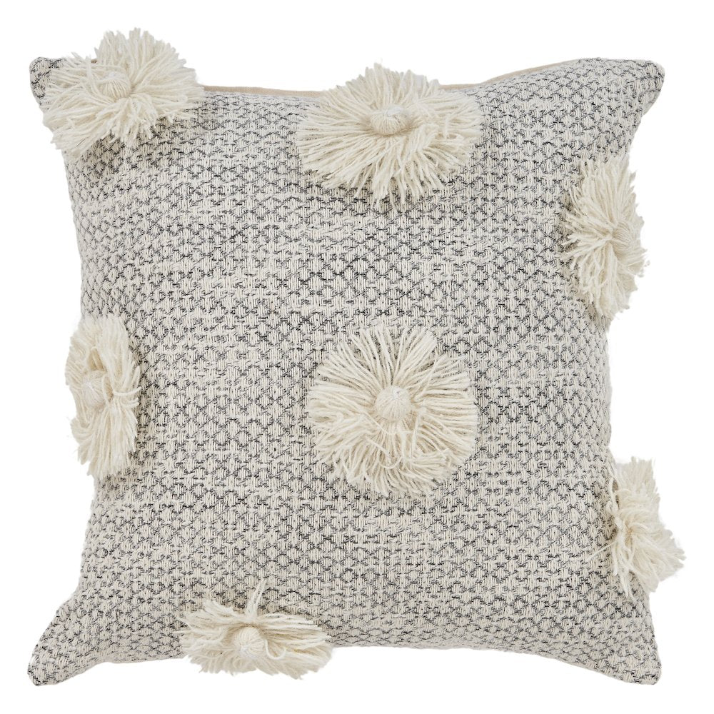 Gray Tassel Throw Pillow