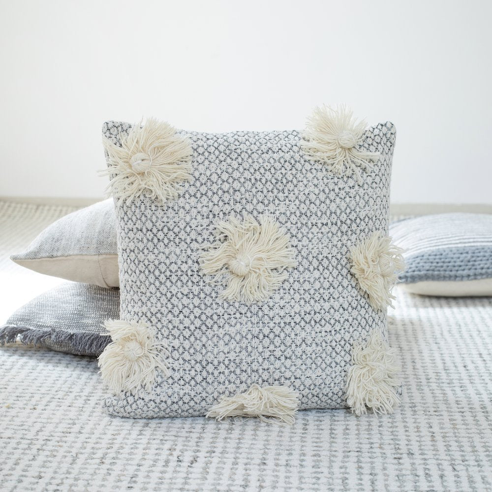 Gray Tassel Throw Pillow