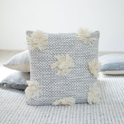 Gray Tassel Throw Pillow
