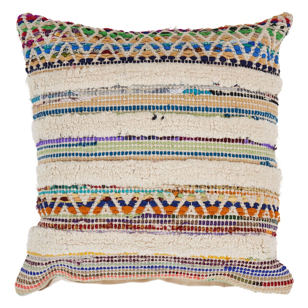 White Chevron Striped Throw Pillow
