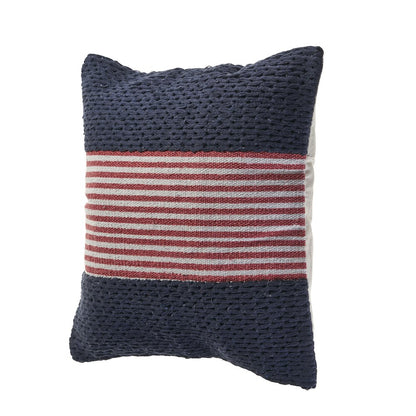 Navy Nautical Striped Throw Pillow