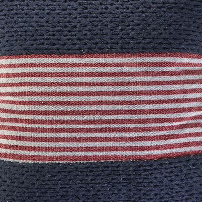 Navy Nautical Striped Throw Pillow