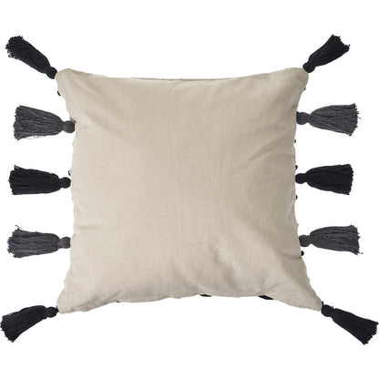 Evette Rios Elevate Tasseled Black and Cream Stitched Throw Pillow