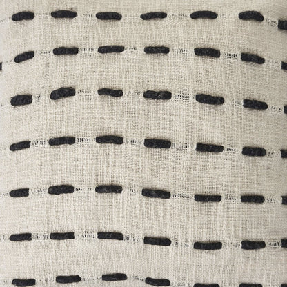 Evette Rios Elevate Tasseled Black and Cream Stitched Throw Pillow